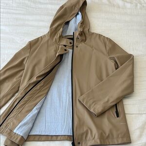 Zara Tan Faux Leather Hooded Jacket